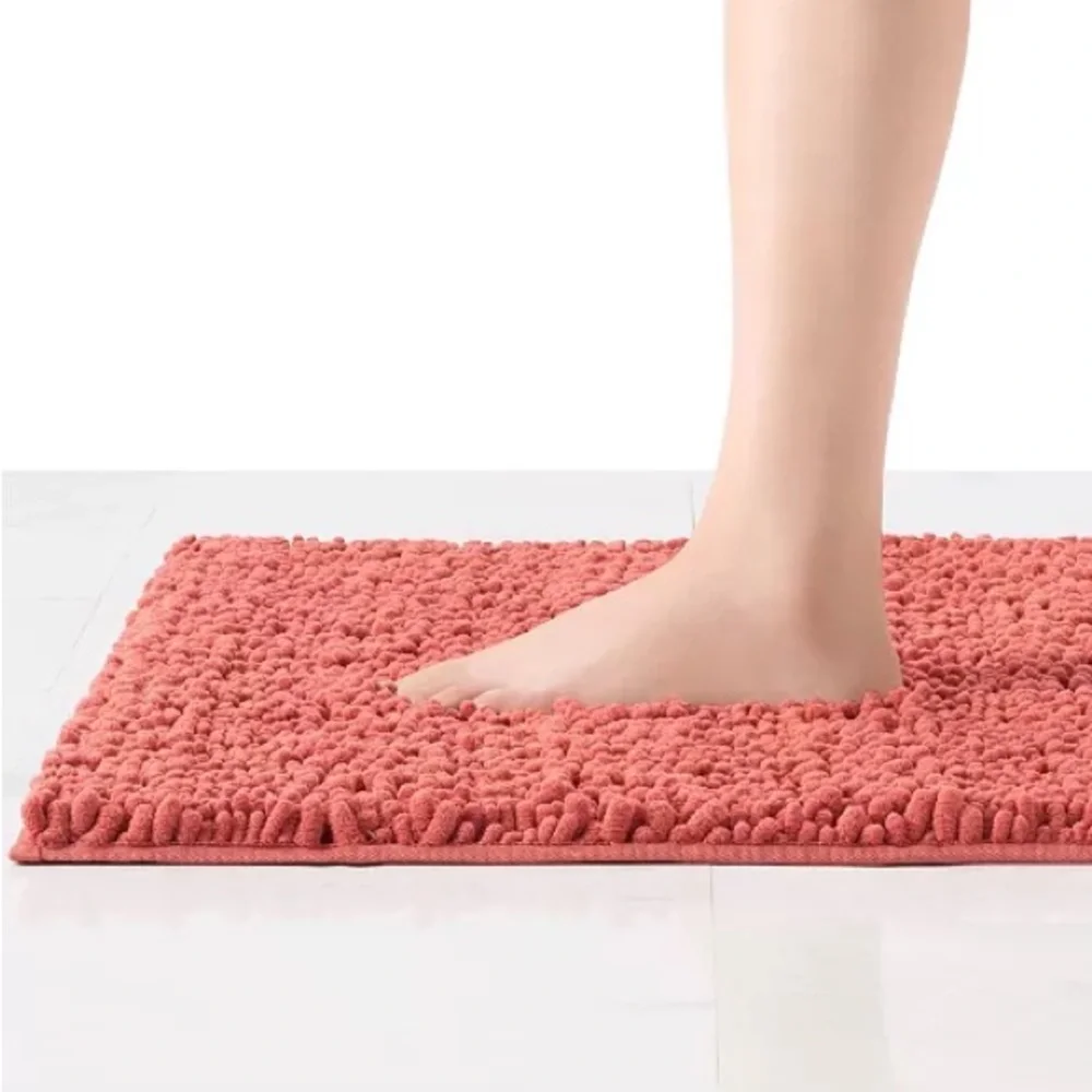 Laura Ashley Astor Chenille Bath Mat 17x24 Soft Plush Bathroom Rug Coral new